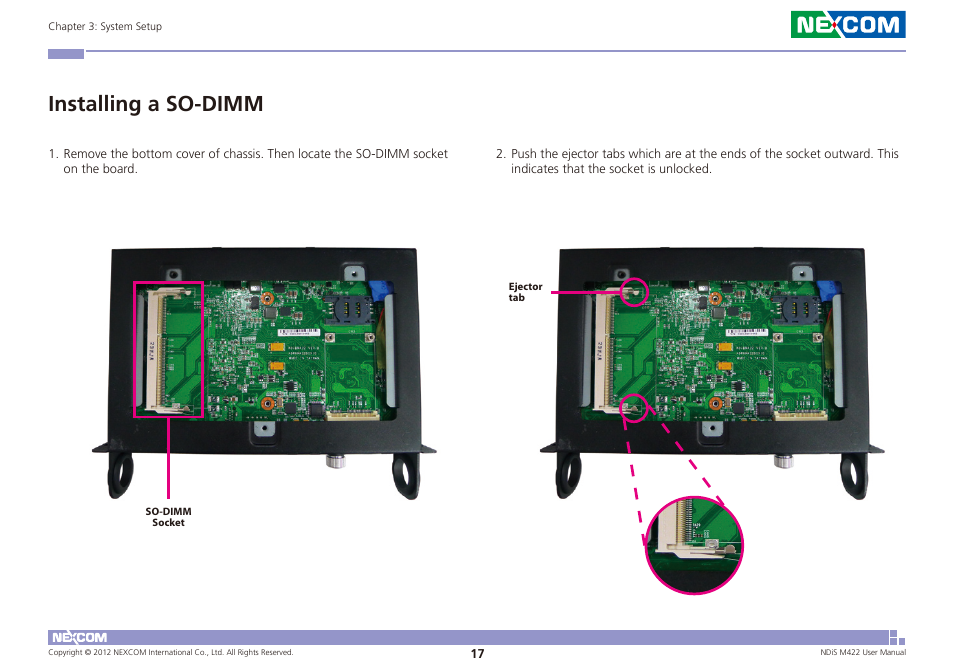 Installing a so-dimm | NEXCOM NDiS M422 User Manual | Page 31 / 62