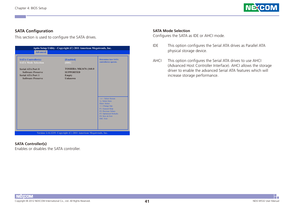 Sata configuration | NEXCOM NDiS M532 User Manual | Page 55 / 67