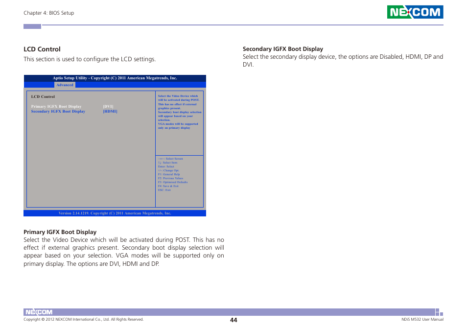 Lcd control | NEXCOM NDiS M532 User Manual | Page 58 / 67