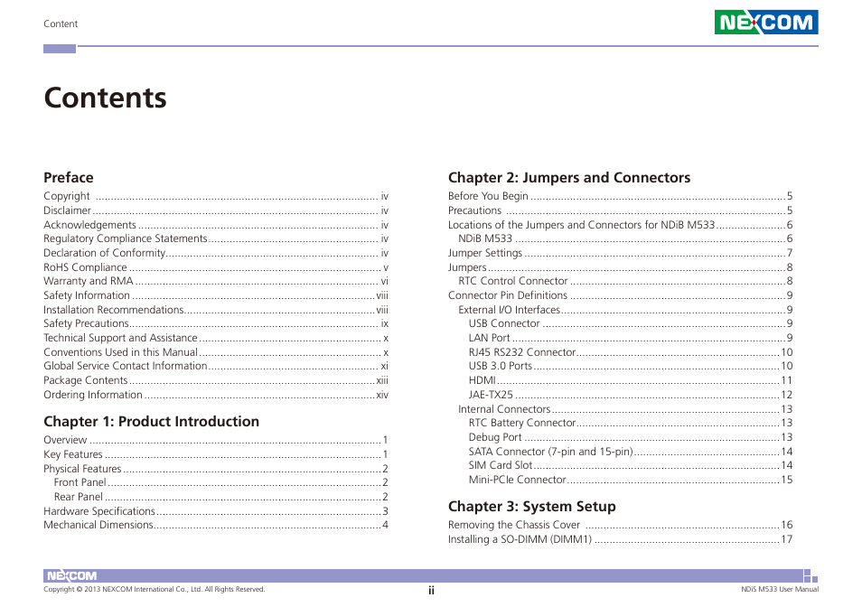 NEXCOM NDiS M533 User Manual | Page 2 / 66