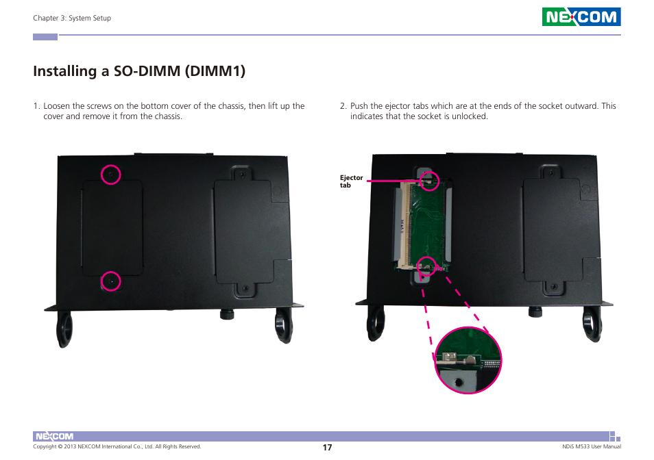 Installing a so-dimm (dimm1) | NEXCOM NDiS M533 User Manual | Page 31 / 66