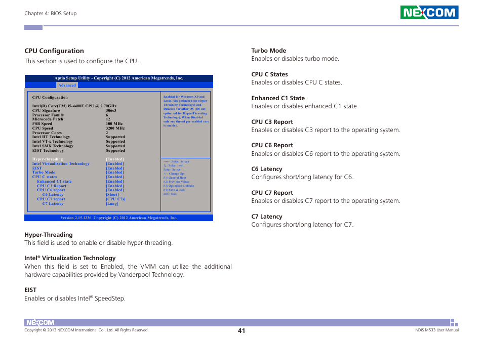 Cpu configuration | NEXCOM NDiS M533 User Manual | Page 55 / 66