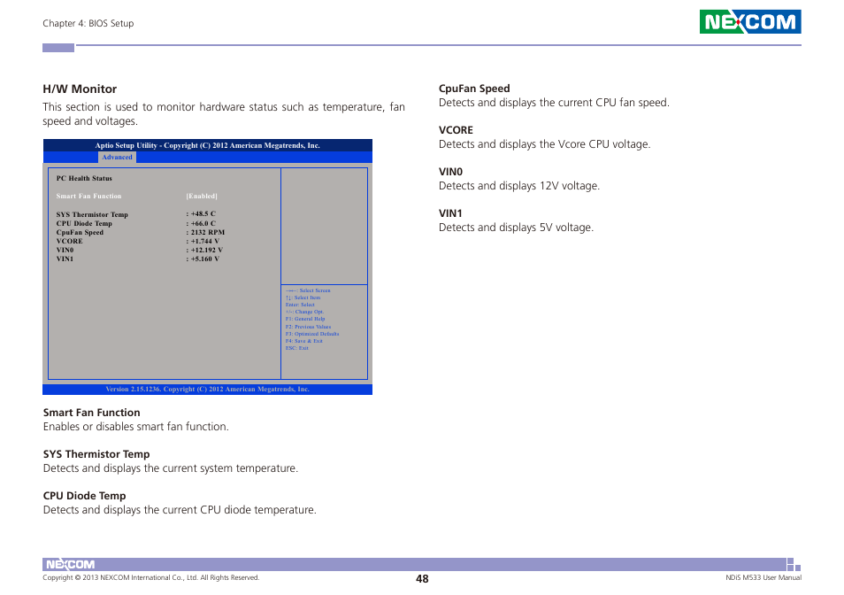 H/w monitor | NEXCOM NDiS M533 User Manual | Page 62 / 66