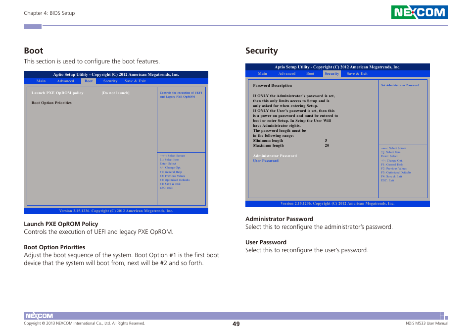 Boot security, Boot, Security | NEXCOM NDiS M533 User Manual | Page 63 / 66
