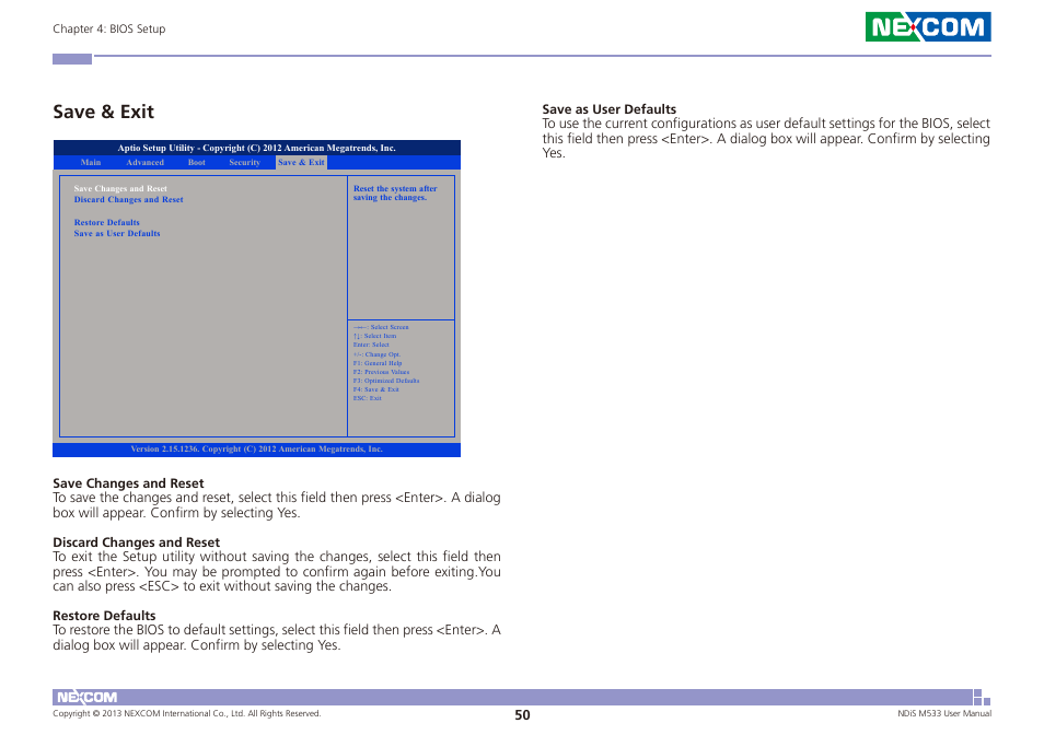 Save & exit | NEXCOM NDiS M533 User Manual | Page 64 / 66