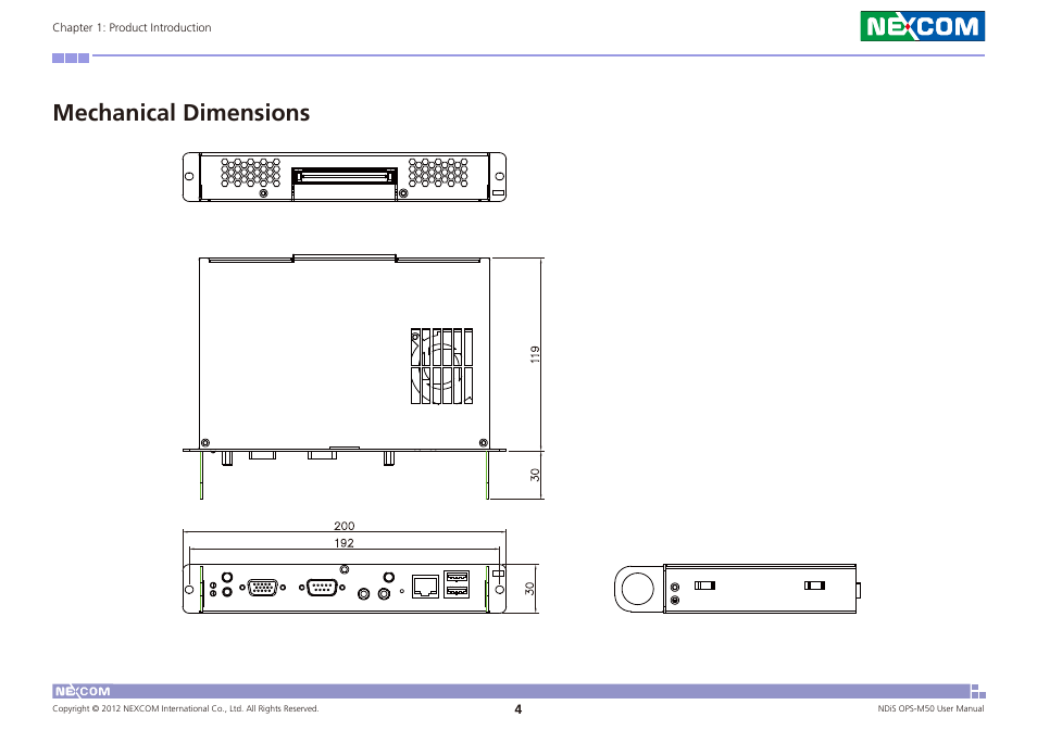 Mechanical dimensions | NEXCOM NDiS OPS-M50 User Manual | Page 17 / 94