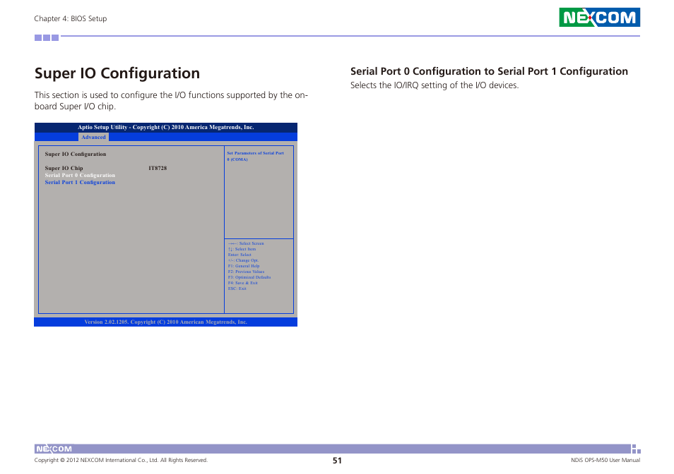 Super io configuration | NEXCOM NDiS OPS-M50 User Manual | Page 66 / 94