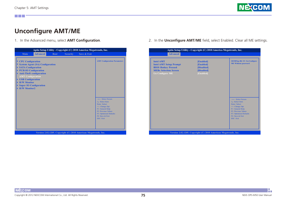 Unconfigure amt/me | NEXCOM NDiS OPS-M50 User Manual | Page 90 / 94