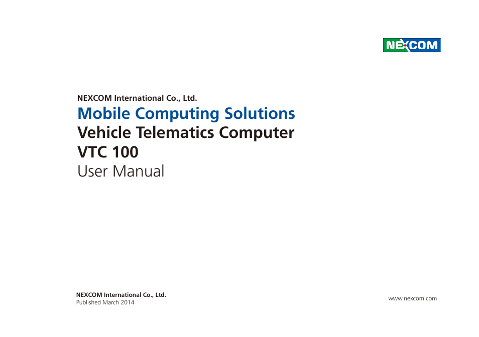 NEXCOM VTC 100 User Manual | 61 pages