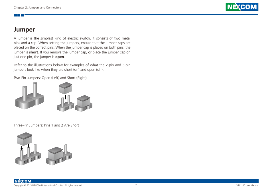 Jumper | NEXCOM VTC 100 User Manual | Page 20 / 61