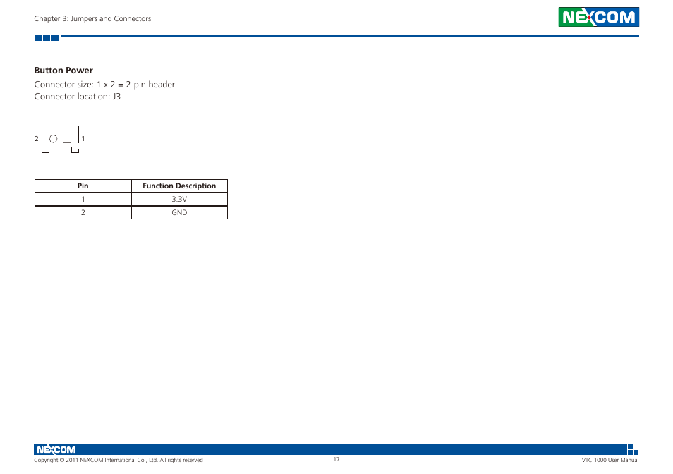 Button power | NEXCOM VTC 1000 User Manual | Page 30 / 70