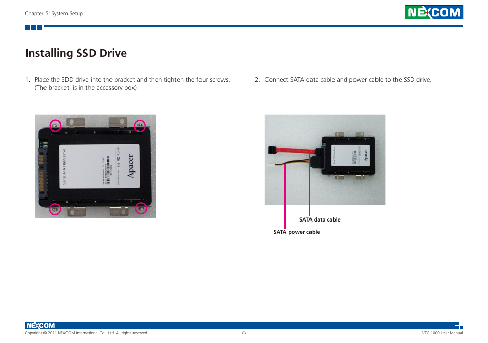 Installing ssd drive | NEXCOM VTC 1000 User Manual | Page 48 / 70