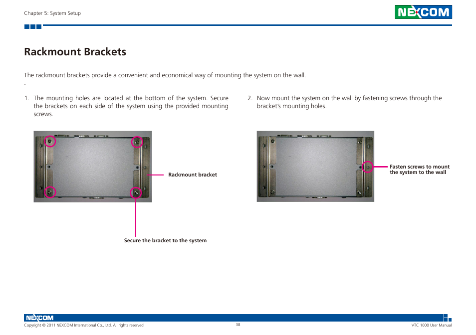 Rackmount brackets | NEXCOM VTC 1000 User Manual | Page 51 / 70