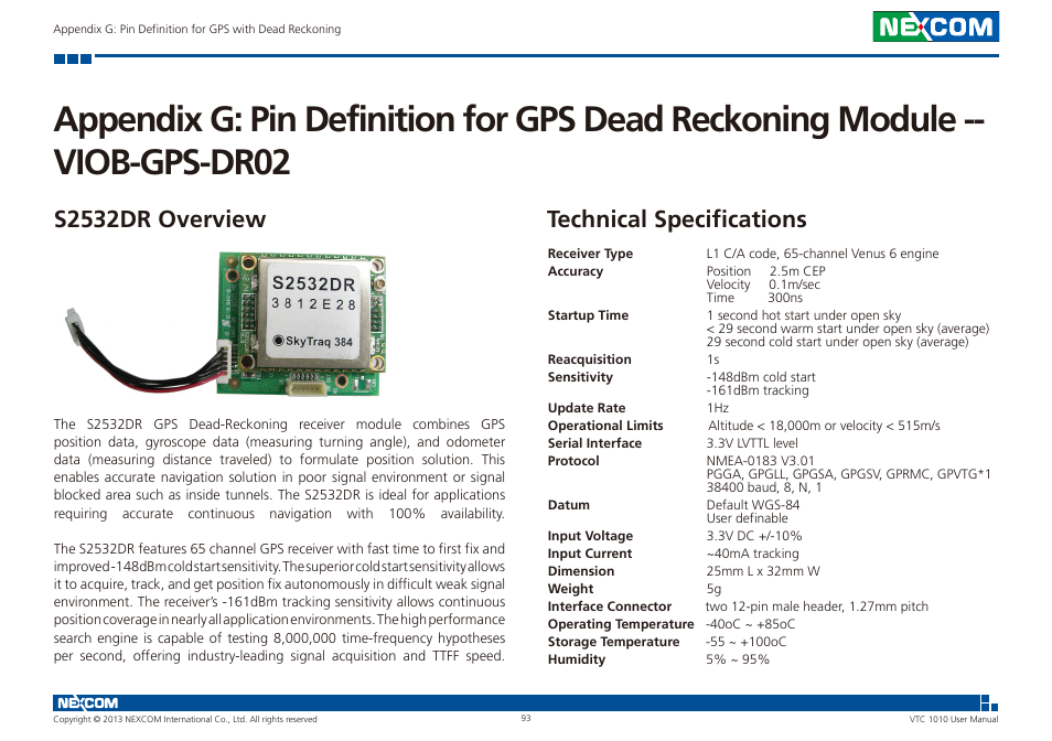 S2532dr overview technical specifications, Technical specifications, S2532dr overview | NEXCOM VTC 1010 User Manual | Page 107 / 109