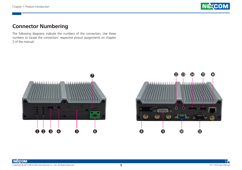 Connector numbering | NEXCOM VTC 1010 User Manual | Page 19 / 109