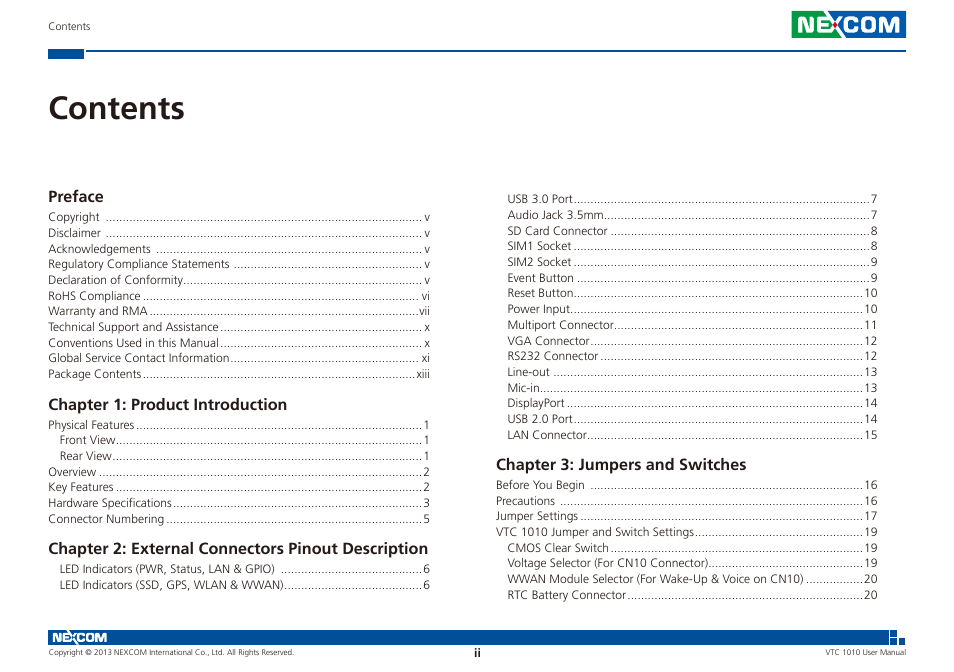 NEXCOM VTC 1010 User Manual | Page 2 / 109