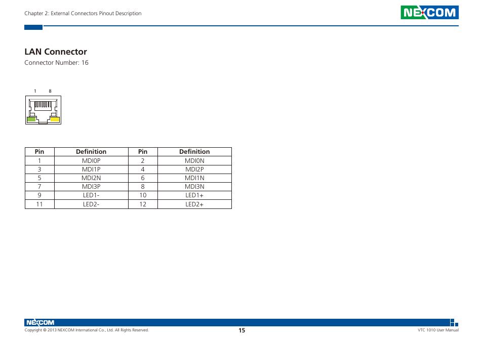 Lan connector | NEXCOM VTC 1010 User Manual | Page 29 / 109