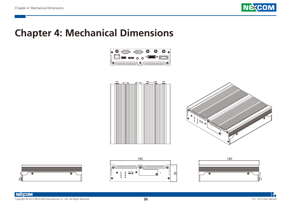 Chapter 4: mechanical dimensions | NEXCOM VTC 1010 User Manual | Page 50 / 109