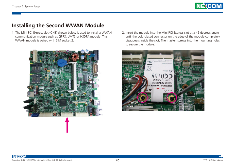 Installing the second wwan module | NEXCOM VTC 1010 User Manual | Page 54 / 109