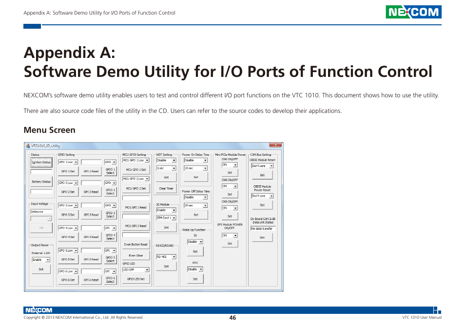 Menu screen | NEXCOM VTC 1010 User Manual | Page 60 / 109