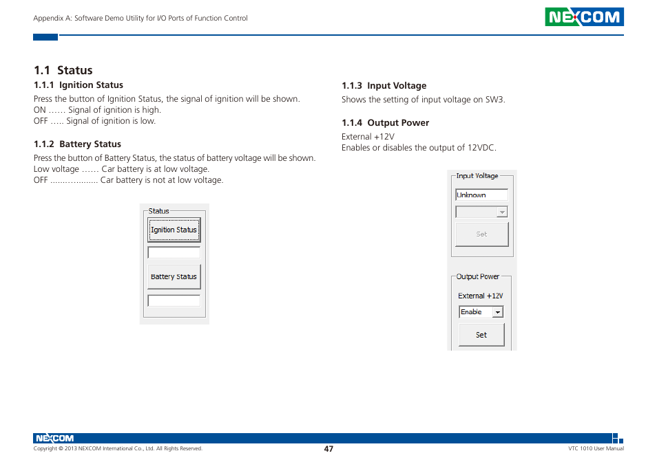 1 status | NEXCOM VTC 1010 User Manual | Page 61 / 109
