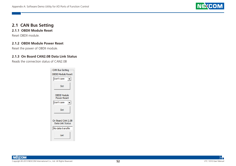 1 can bus setting | NEXCOM VTC 1010 User Manual | Page 66 / 109