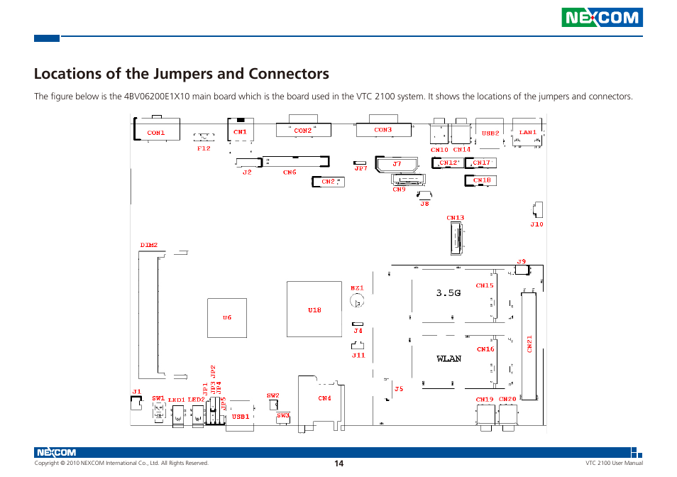 Locations of the jumpers and connectors | NEXCOM VTC 2100 User Manual | Page 27 / 73