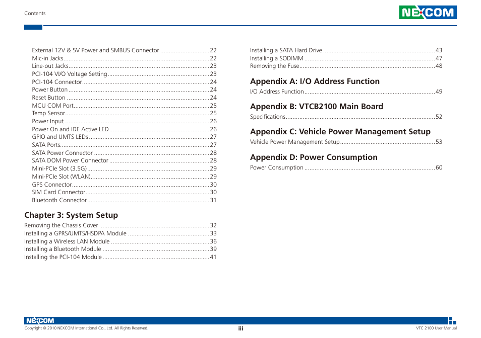 NEXCOM VTC 2100 User Manual | Page 3 / 73