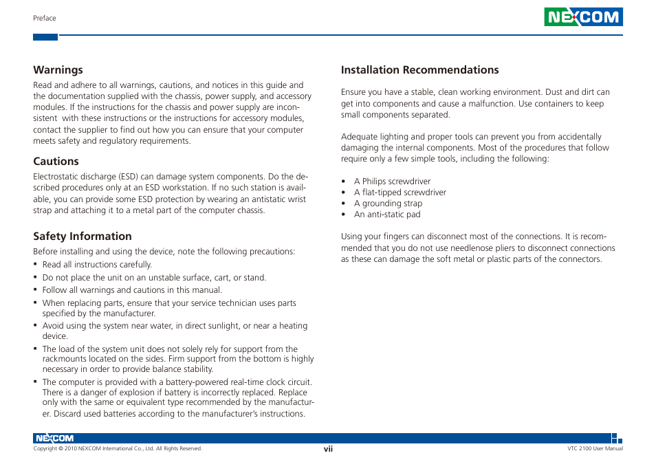 NEXCOM VTC 2100 User Manual | Page 7 / 73