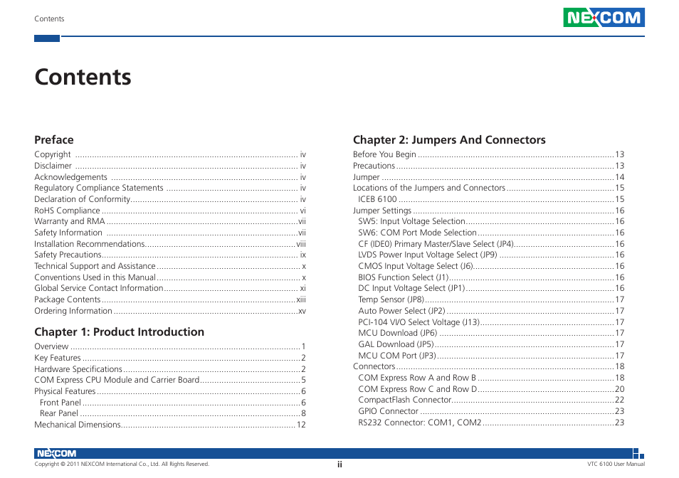 NEXCOM VTC 6100 User Manual | Page 2 / 116