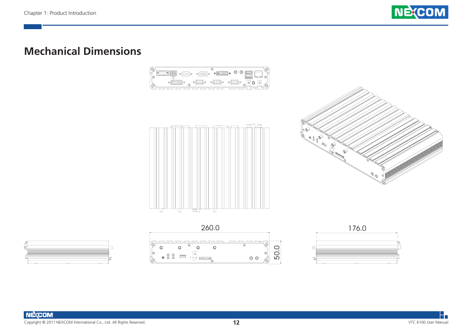 Mechanical dimensions | NEXCOM VTC 6100 User Manual | Page 27 / 116