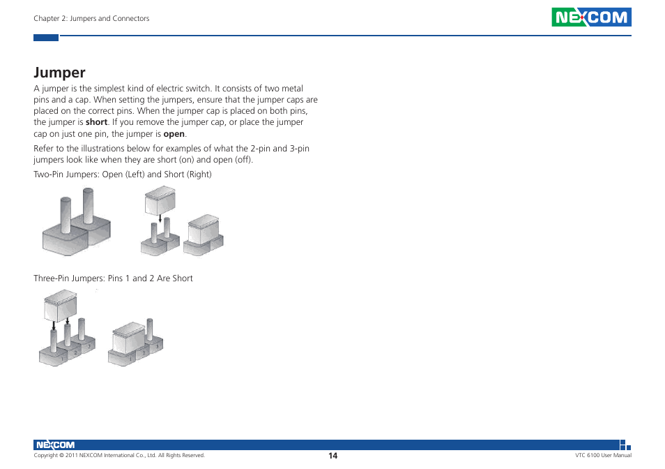 Jumper | NEXCOM VTC 6100 User Manual | Page 29 / 116