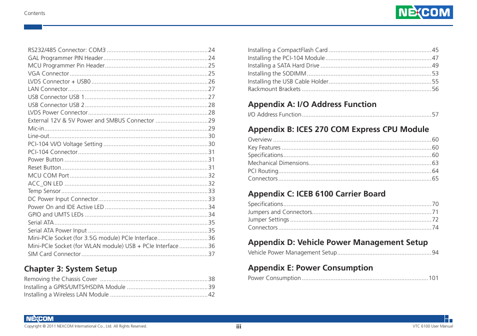 NEXCOM VTC 6100 User Manual | Page 3 / 116