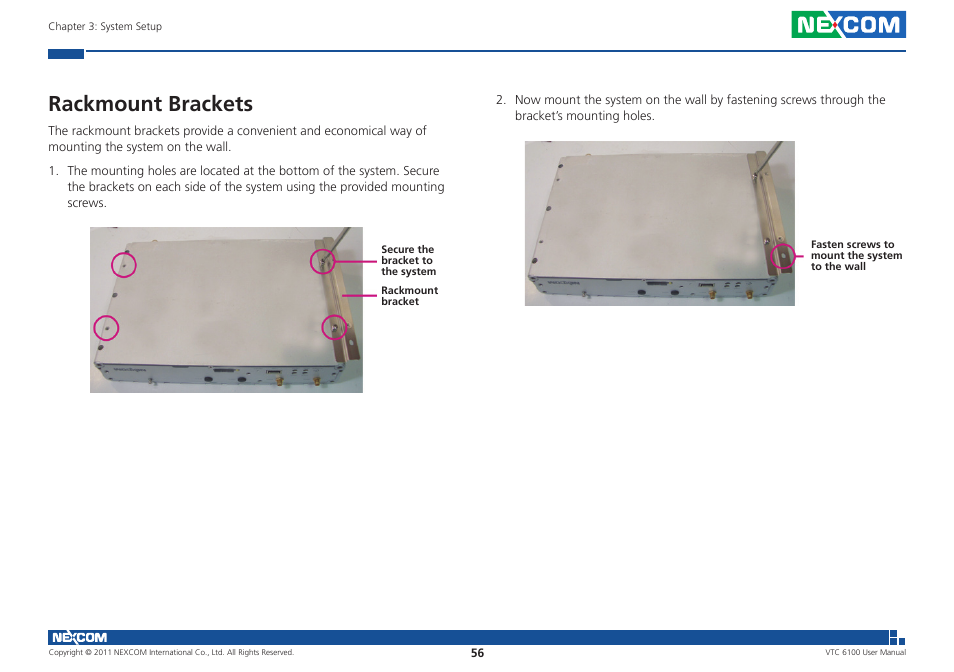 Rackmount brackets | NEXCOM VTC 6100 User Manual | Page 71 / 116