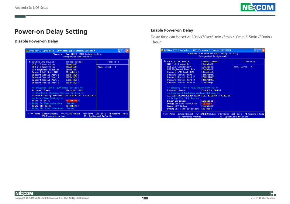 Power-on delay setting | NEXCOM VTC 6110 User Manual | Page 114 / 117