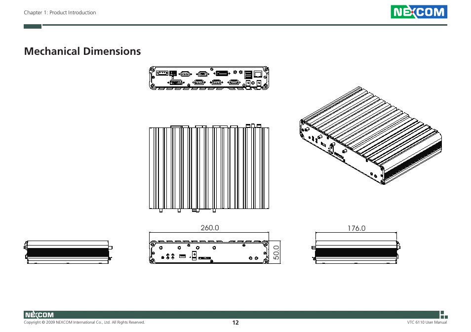 Mechanical dimensions | NEXCOM VTC 6110 User Manual | Page 26 / 117