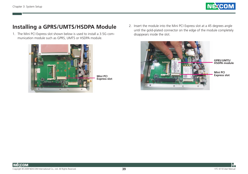 Installing a gprs/umts/hsdpa module | NEXCOM VTC 6110 User Manual | Page 53 / 117