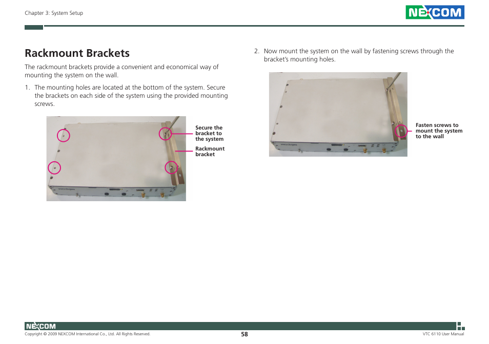 Rackmount brackets | NEXCOM VTC 6110 User Manual | Page 72 / 117