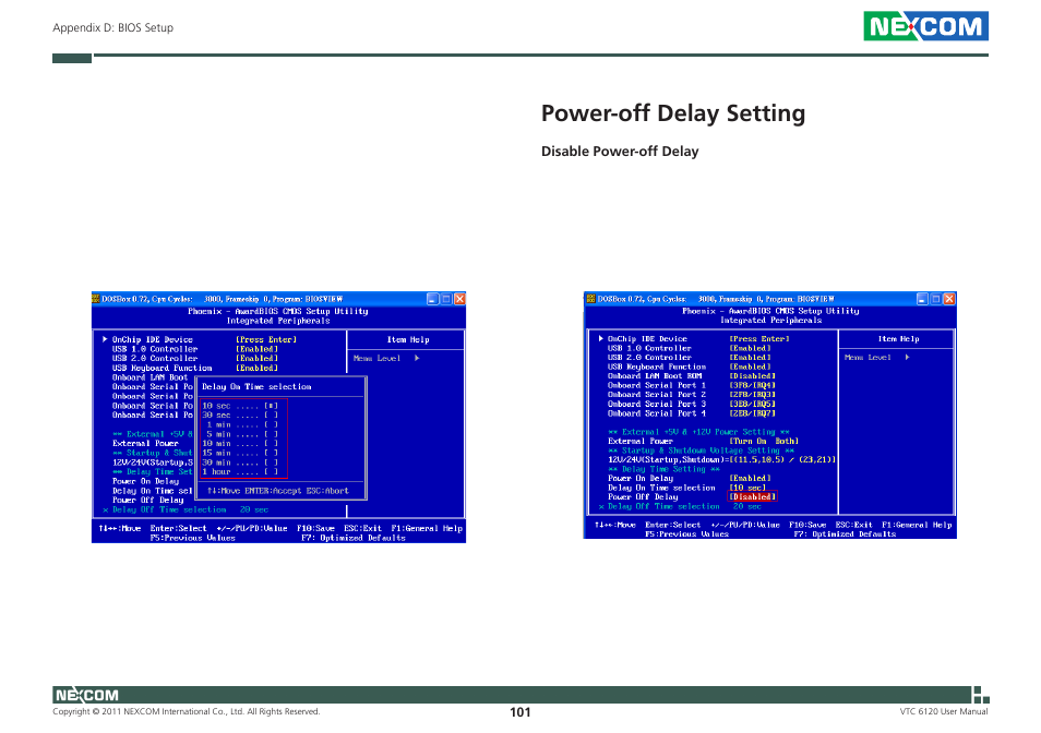 Power-off delay setting | NEXCOM VTC 6120 User Manual | Page 114 / 116