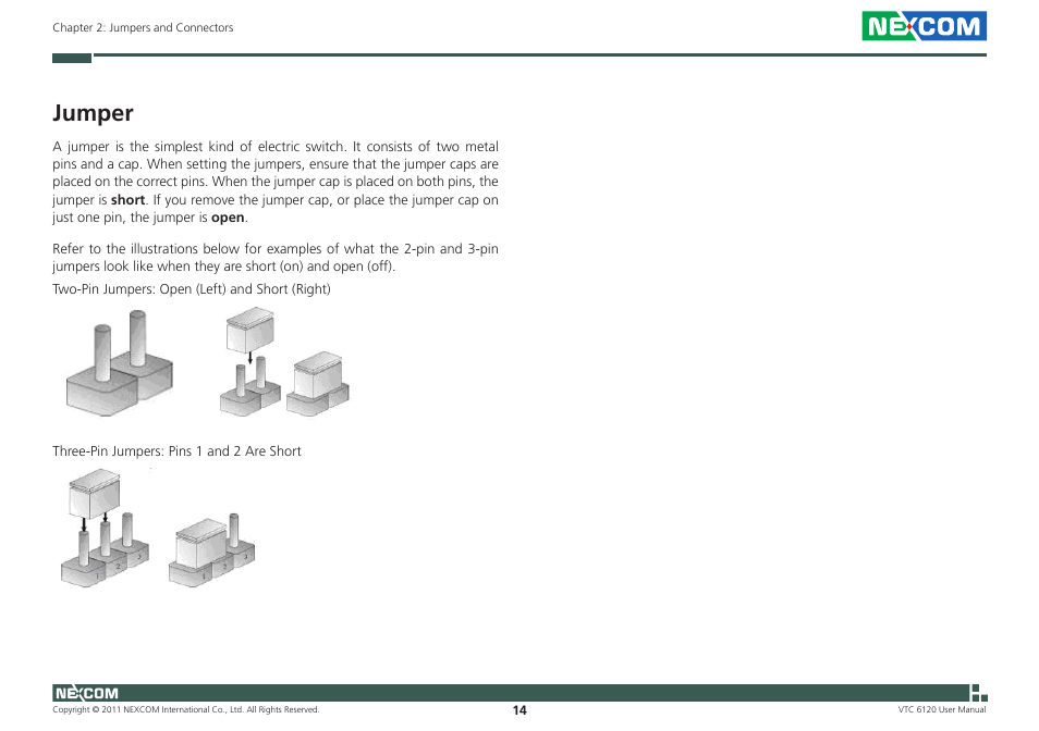 Jumper | NEXCOM VTC 6120 User Manual | Page 28 / 116