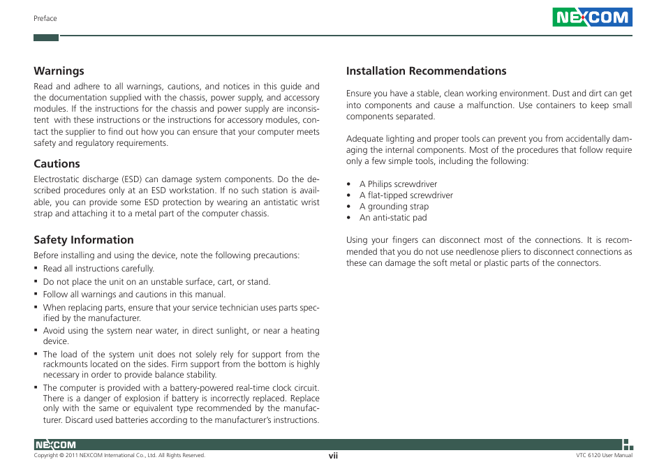 NEXCOM VTC 6120 User Manual | Page 7 / 116