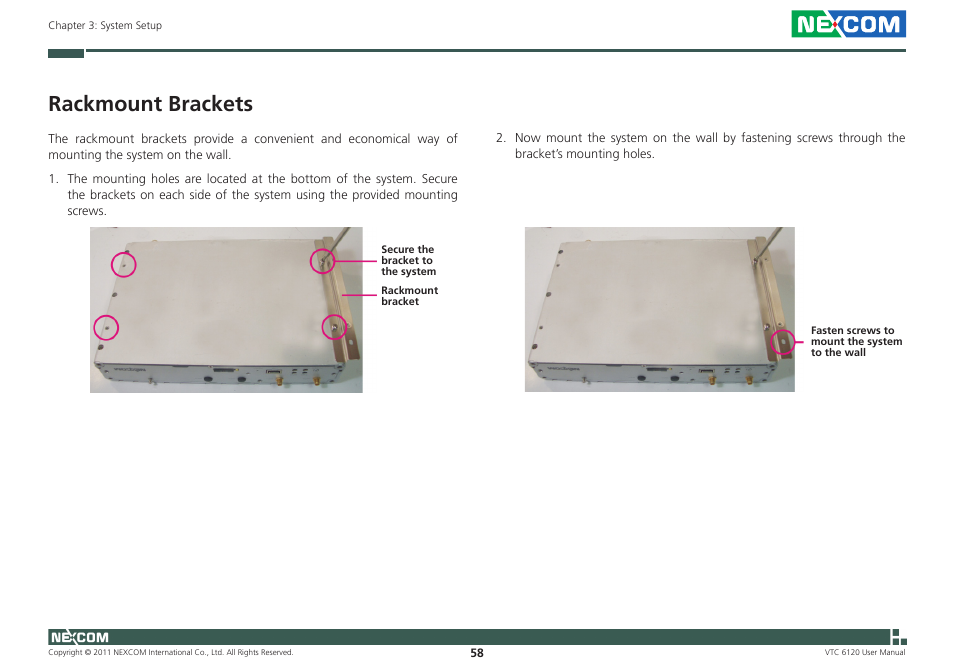 Rackmount brackets | NEXCOM VTC 6120 User Manual | Page 72 / 116