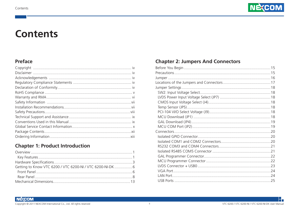 NEXCOM VTC 6200 User Manual | Page 2 / 81