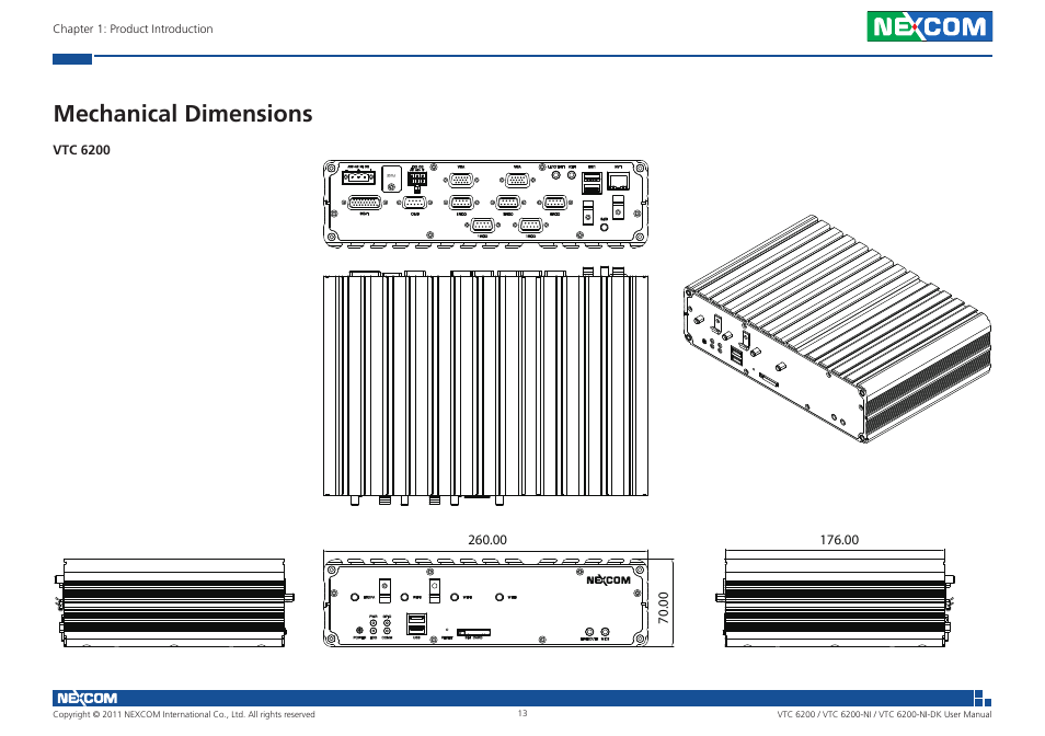 Mechanical dimensions | NEXCOM VTC 6200 User Manual | Page 26 / 81