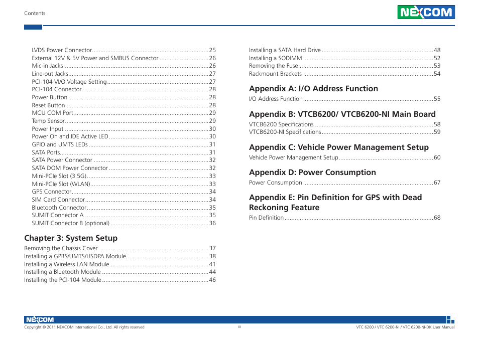 NEXCOM VTC 6200 User Manual | Page 3 / 81