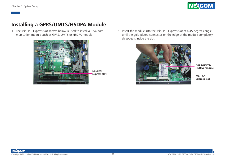 Installing a gprs/umts/hsdpa module | NEXCOM VTC 6200 User Manual | Page 51 / 81