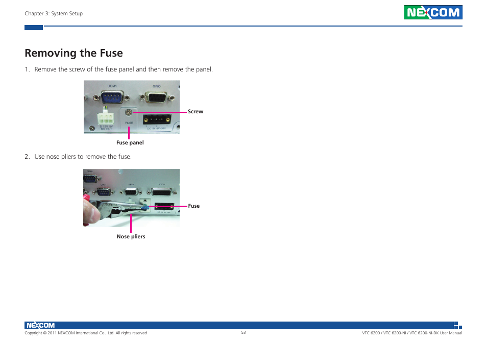Removing the fuse | NEXCOM VTC 6200 User Manual | Page 66 / 81