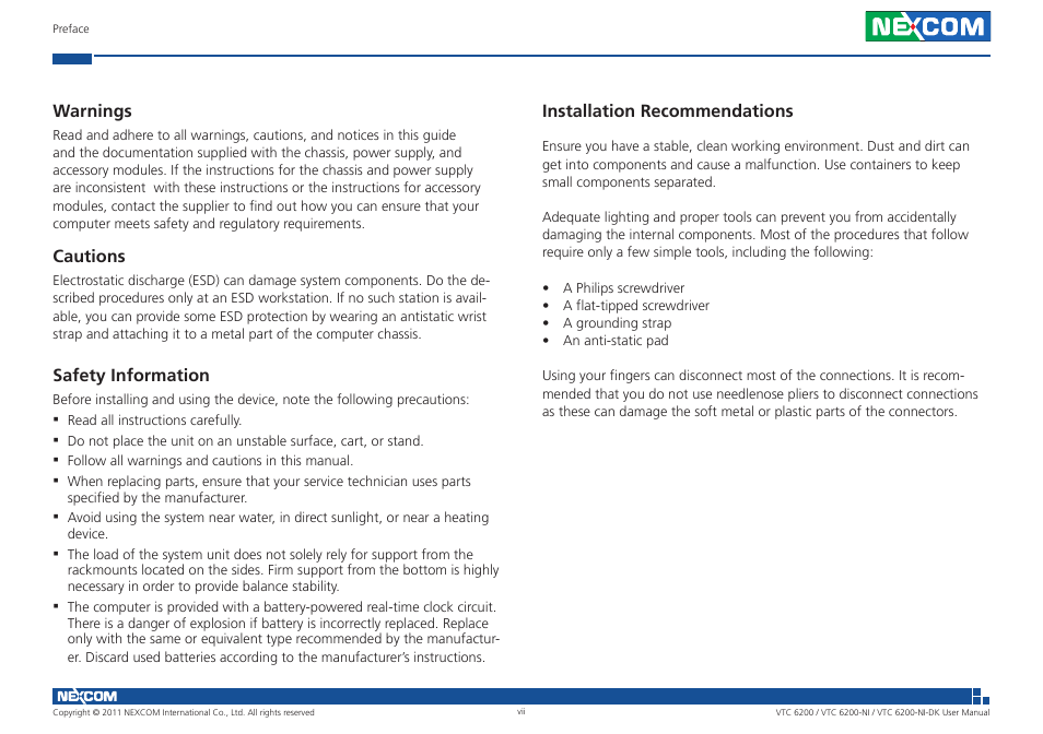 NEXCOM VTC 6200 User Manual | Page 7 / 81