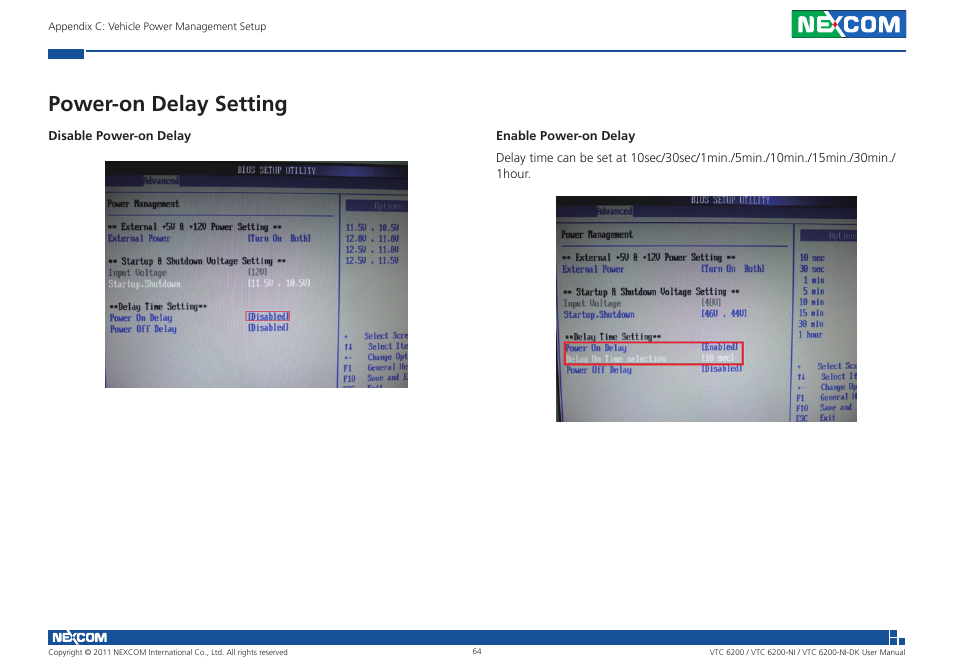 Power-on delay setting | NEXCOM VTC 6200 User Manual | Page 77 / 81