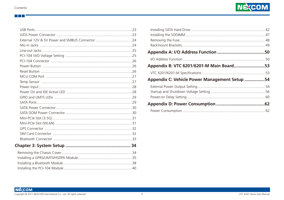 NEXCOM VTC 6201 User Manual | Page 3 / 76